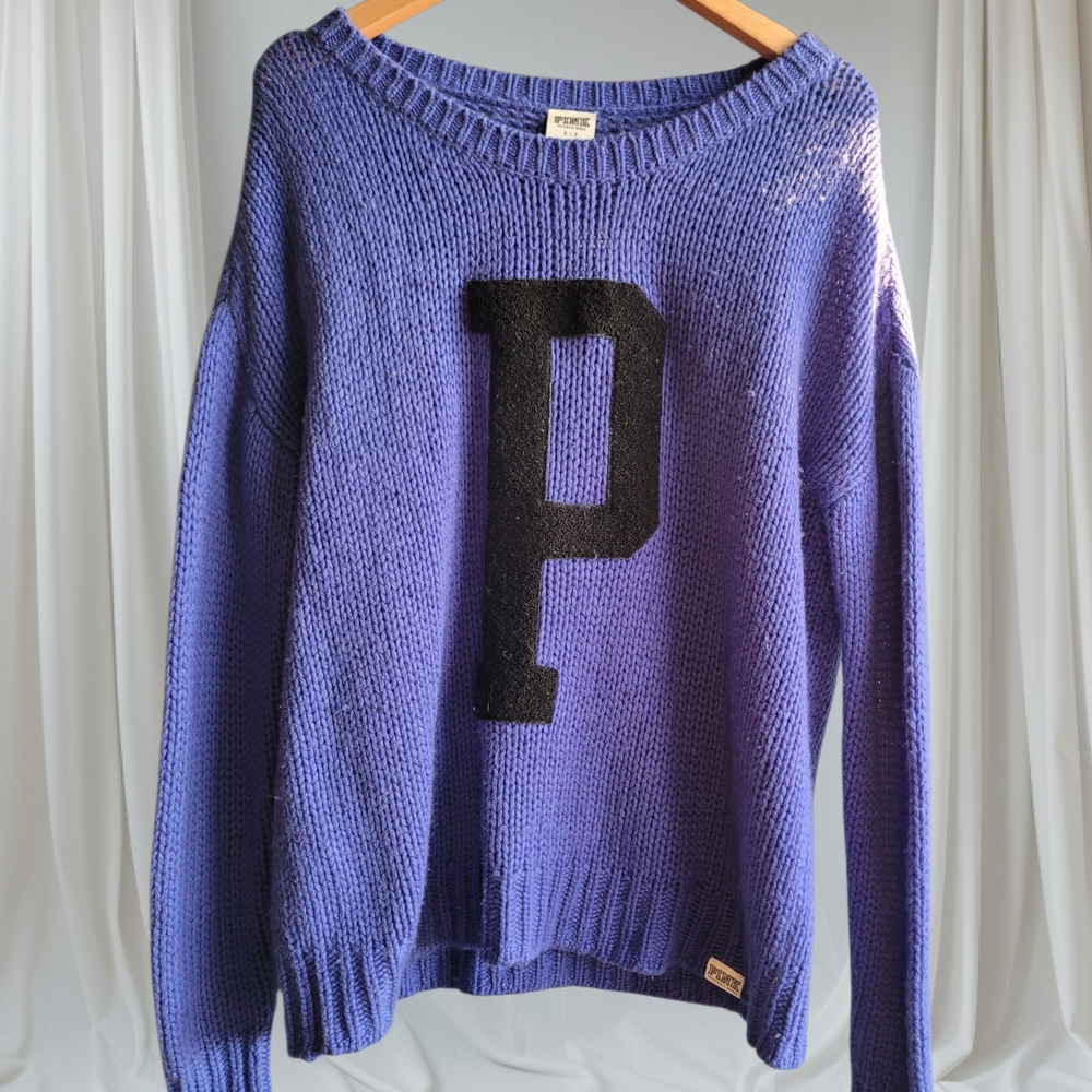 Small Purple Letterman Sweater By PINK